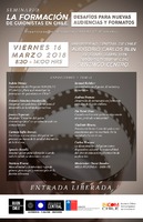 Afiche oficial de seminario "La formación de guionistas en Chile" (2018)